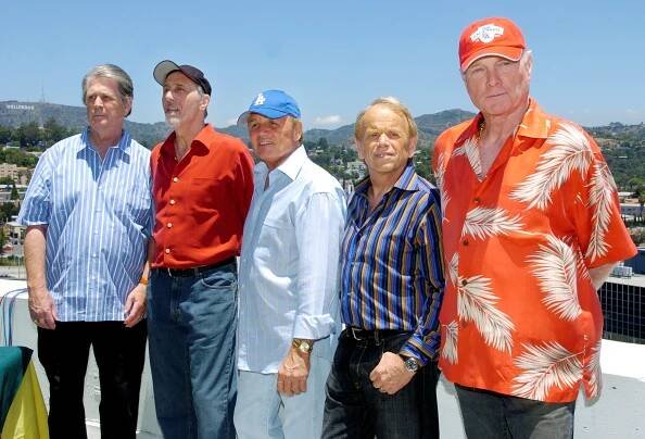 Beach Boys members Brian Wilson, David Marks, Bruce Johnston, Al Jardine and Mike Love appear together in 2006.