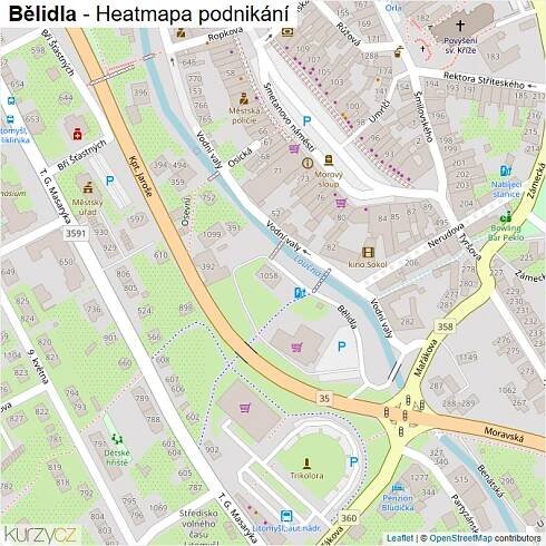 Mapa Bělidla - Firmy v ulici.