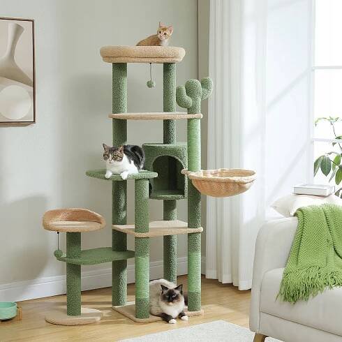 59   cat tree for large cat 6 colors multi level tall cat tower cat furniture for indoor cats with cat condo large hammock scratching posts and top perches Product details 13