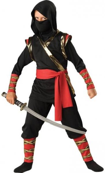 Karnevalový kostým Kostým Ninja bojovník 146/152 + Meč Ninja Černý !!MK110