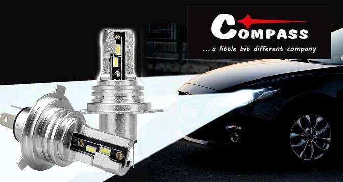 Compass LED CSP chip 12V H4, 2 ks