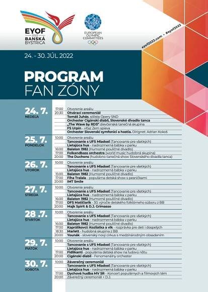 EURÓPSKY OLYMPIJSKÝ FESTIVAL MLÁDEŽE EYOF 2022 je tu! – Visit Banská Bystrica