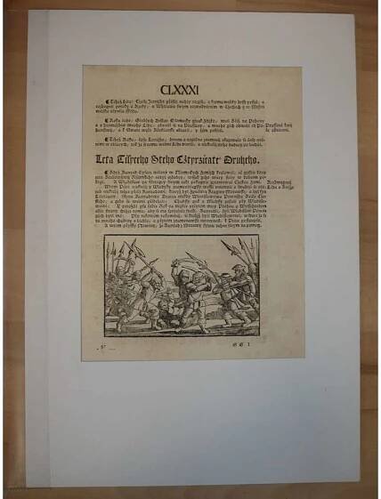 Václav Hájek z Libočan -Kronika česká, faksimile z r. 1819, list č. 181 [dřevořez, jeden list, stará grafika] - Antikvariát