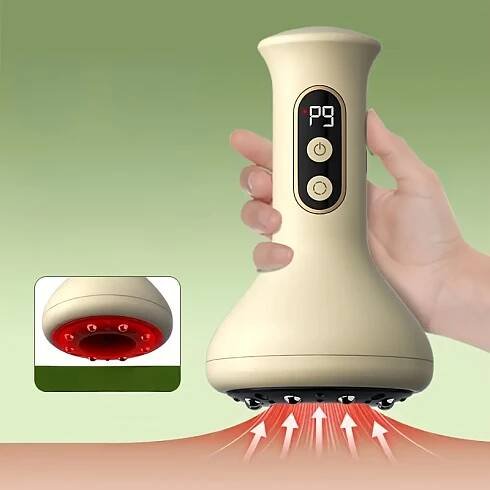 USB Nabíjecí – Chytrý 9stupňový nastavitelný masážní přístroj s baňkováním, Domácí elektrický nástroj pro baňkování a Gua Sha s baterií 1200mAh, Celotělové vakuové baňkování s vyhřívacím režimem, včetně 8 ocelových kuliček, Dárky na svátky
