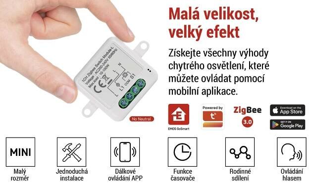 GoSmart modul spínací IP-2101SZ, ZigBee, 1-kanálový - EMOS GoSmart