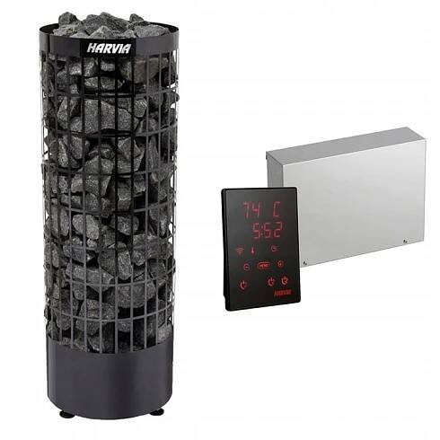 Sada Harvia – Kamna PC90E 9 kW Black Steel a ovladač Xenio CX170XW WiFi