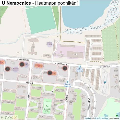 Mapa U Nemocnice - Firmy v ulici.