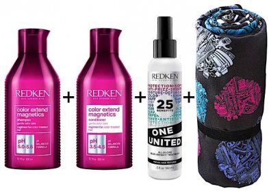 Sada Redken Color Extend Magnetics - šampon + péče + sprej + osuška zdarma