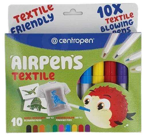 Foukací fixy na textil (10 barev + 8 šablon)