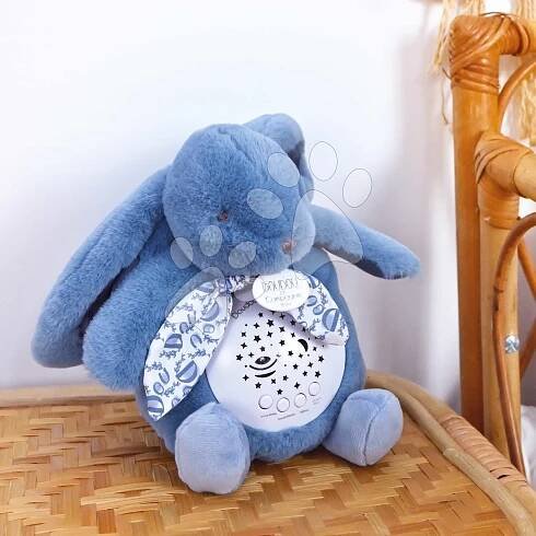 Plyšoví zajíci - Plyšový zajíček Musical Night Light Star Projector Blue Doudou et Compagnie - 2