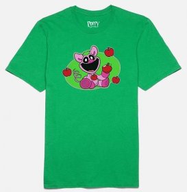 pickypiggy smiling critters tee. image: pig sitting down eating apple. wearing apple charm. apples around it.