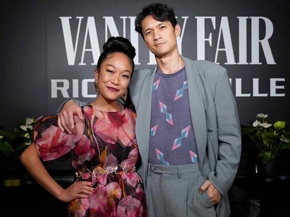 Shelby Rabara and Harry Shum Jr. arrive as Vanity Fair and Richard Mille host a private cocktail party honoring A24's 