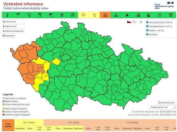 Meteorologové varují před povodněmi, platí vysoký stupeň nebezpečí