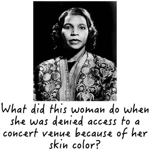 What did this woman do when she was denied access to a concert venue because of her skin color?
