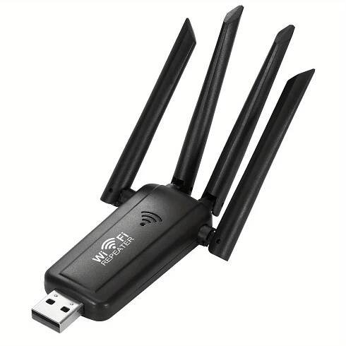 *-1 WiFi USB Repeater s 4 anténami - 2.4GHz bezdrátový extender, 300Mbps rychlost dat, 2.4* *, * *, ideální pro domácí a