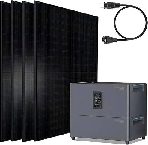 Balkonová elektrárna 2600 W s pamětí 5120 W, 4 x 500 W skleněné sklo solární panely s zásobníkem proudu Marstek Jupiter C+...