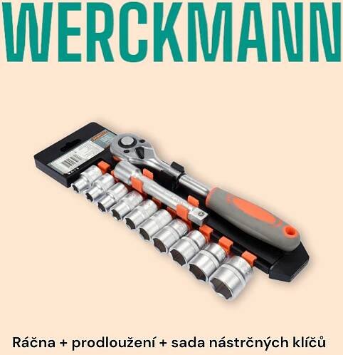 Werckmann ráčna + prodloužení + sada nástrčných klíčů