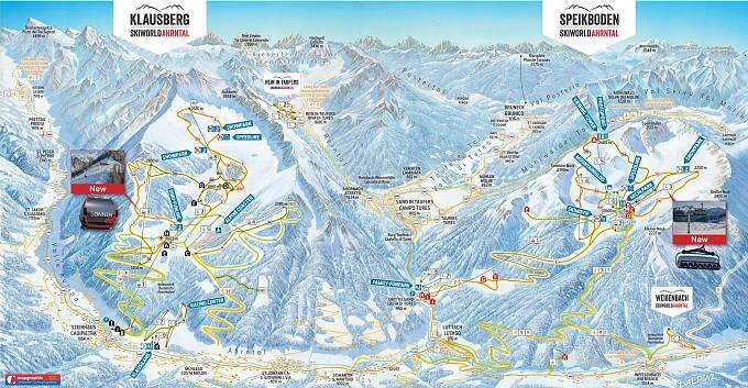 Mapa sjezdovek Klausberg - Skiworld Ahrntal