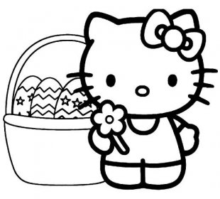 Hello Kitty velikonoční omalovánky k vytisknutí