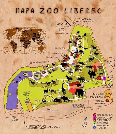 mapa zoo liberec