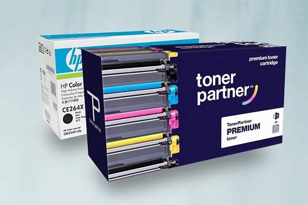 Originální toner HP vedle kompatibilního toneru TonerPartner