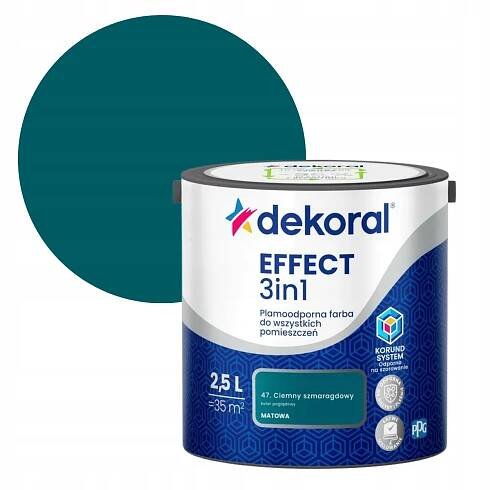 Dekoral Effect 3In1 BARVA ODOLNÁ PROTI SKVRNÁM 2,5L Tmavě smaragdová