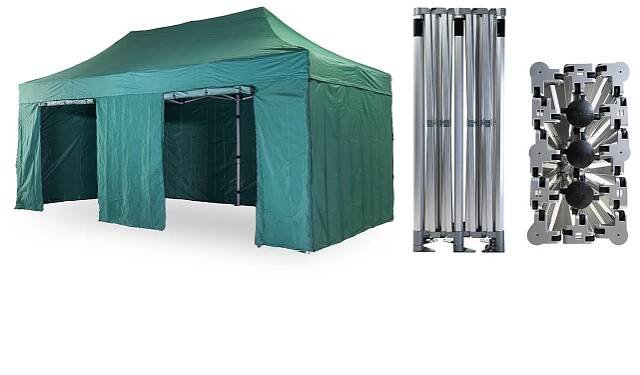 Nůžkový párty stan 4x8 m TENTino BIG HEXAGON Barva opláštění: 9A - ZELENÁ