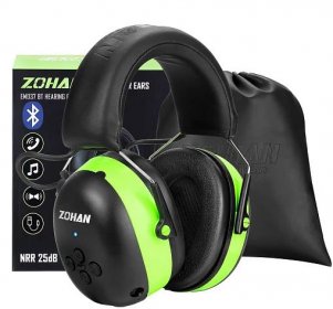 ZOHAN EM037 Bluetooth Hearing Protection, NRR 25dB Noise Reduction with 1500mAh Rechargeable Battery