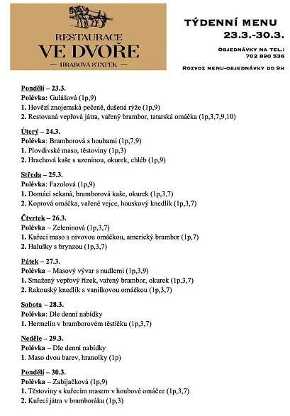 Obědové menu - 23.-30.3. 2020
