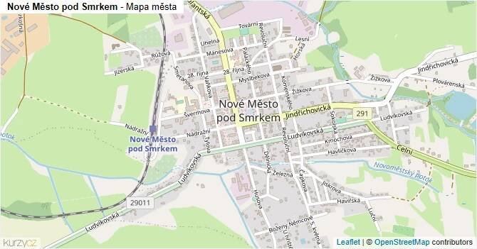 Nové Město pod Smrkem - mapa města