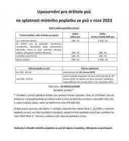 Upozornění pro držitele psů na splatnost místního poplatku ze psů v roce 2023 | Portál městského obvodu Plzeň 2