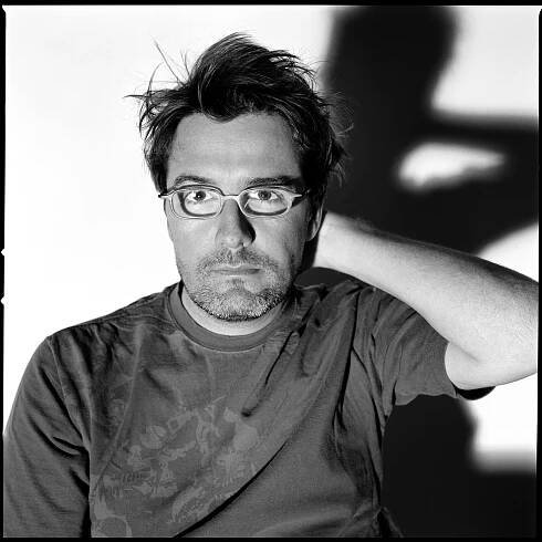 black white close up of the artist Olafur Eliasson.