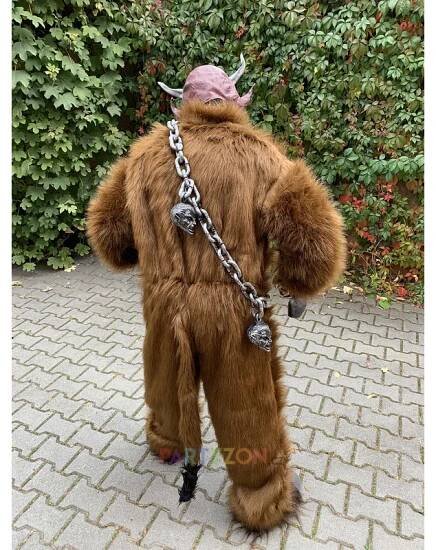 Huňatý kožich čert Krampus hnědý