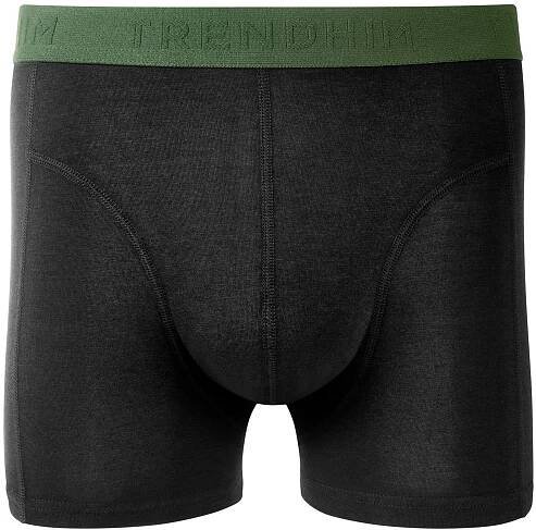 FreeFeel | Černé bambusové boxerky s olivově zeleným pasem