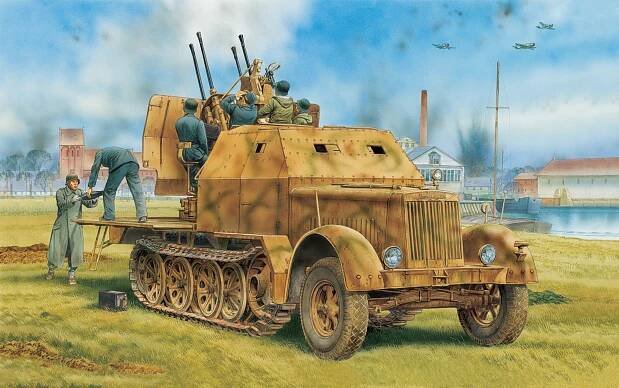 Model Kit military 6533 - Sd.Kfz.7/1 2cm Flakvierling 38 w/Armor Cab (2 in 1) (1:35) | Kostka model centrum 