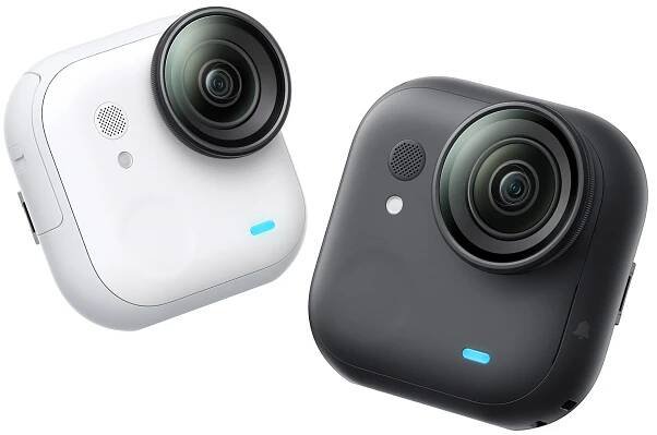 The black and white versions of the Insta360 Go Ultra camera on its own.