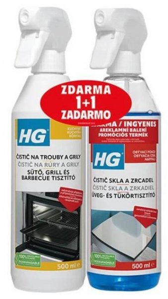 HG čistič na trouby a grily + HG čistič skla a zrcadel