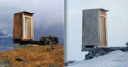 Nejextrémnější záchod na světě na Sibiři: Latrína visí na skále v nadmořské výšce 2,6 km!