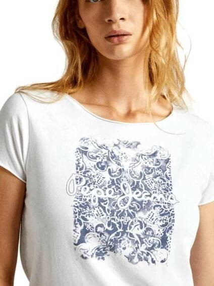 detail Pepe Jeans dámské bílé tričko Jury