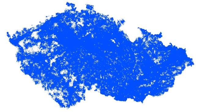 Mapa pokrytí 5G sítě