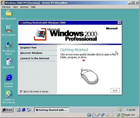 Install Windows 2000 Professional in Oracle VM VirtualBox