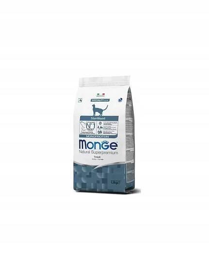 MONGE Monoprotein Cat Sterilised Pstruh 400g granule pro kastrované kočky