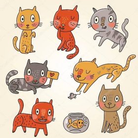Vtipné kreslené kočky ve vektoru