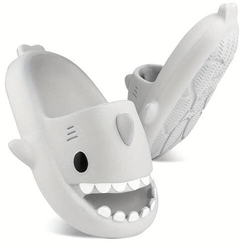 Men;* Shark Slides Non-Slip Novelty Open Toe Sandals Extremely Comfy Cushioned Thick Sole Cute Cartoon Shower Slippers Indoor & Outdoor