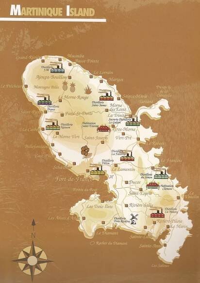 Map of Martinique Distilleries - Rhum Tour Martinique
