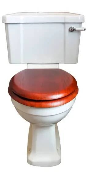 WC mísa s nádrží a dřevěná sedadla izolované na bílém pozadí. — Stock obrázek