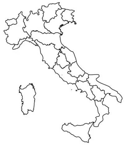 Mapa Itálie se státy — Ilustrace
