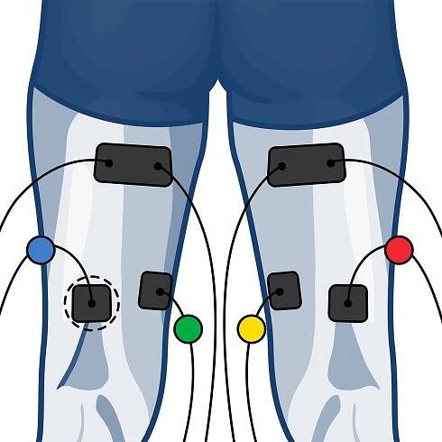 Male Wired Muscle Stimulator Electrode Placement - Hamstring 4 channels