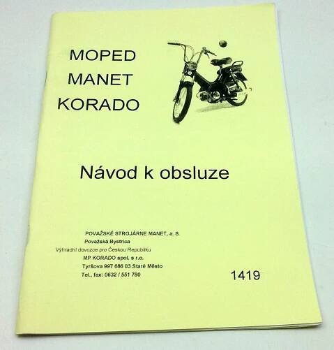Moped Manet - Korado - návod k obsluze reprint