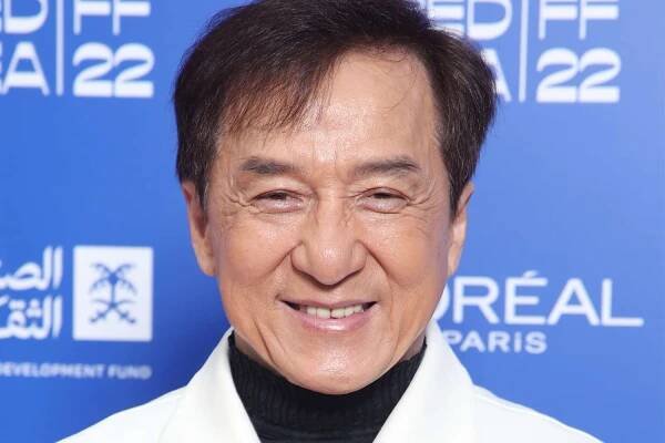 Jackie Chan poses before his "In Conversation" at the Red Sea International Film Festival on December 08, 2022 in Jeddah, Saudi Arabia. 